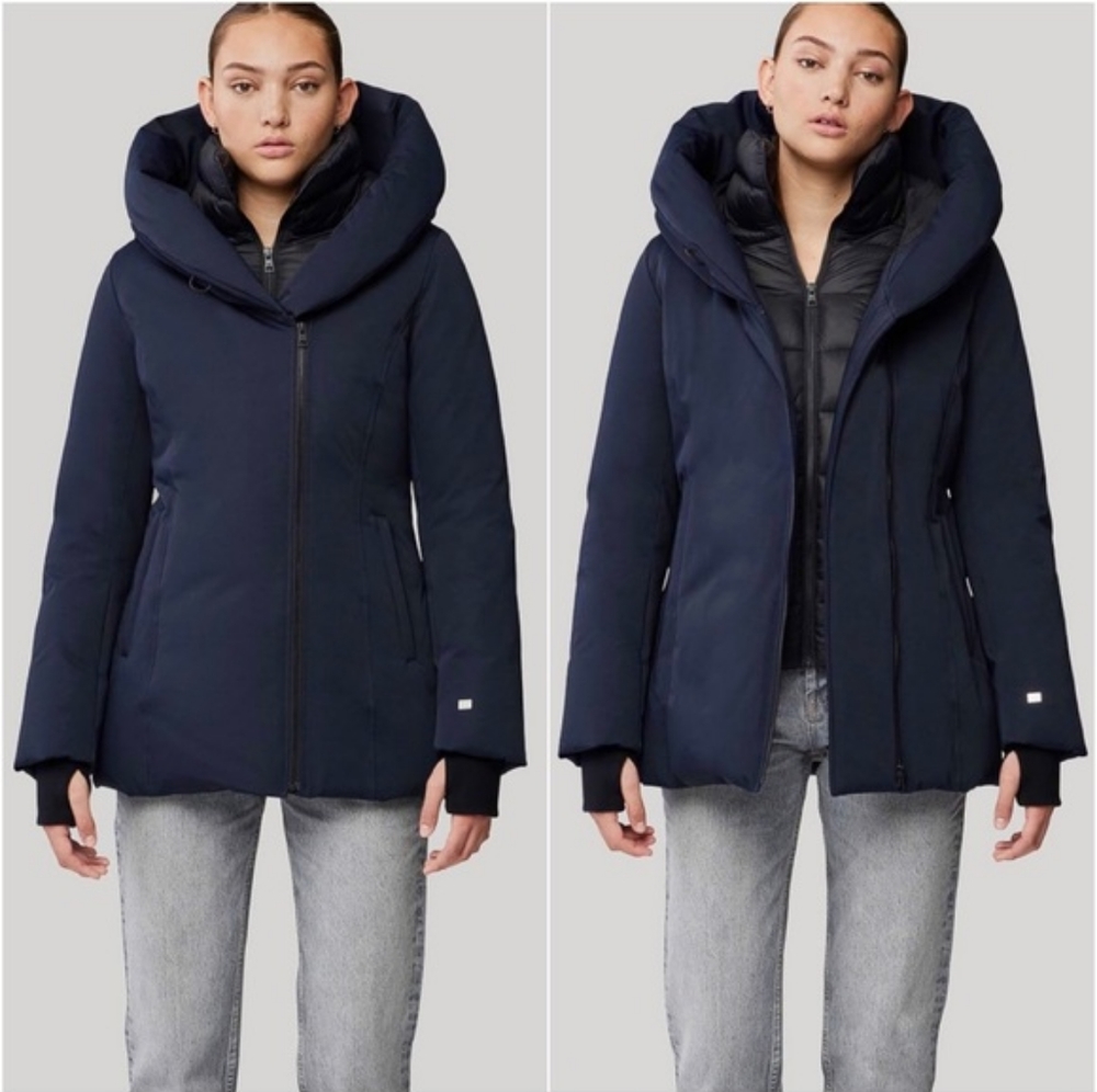 NWT SOIA & KYO Annalisa Down Coat Indigo/Navy XS